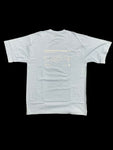 Light blue t-shirt with text on - I walked the wall