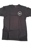 Black St Oswald's Way t-shirt with a logo on a white background