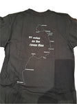 Black St Oswald's Way t-shirt with a map of route on the rear
