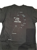 Black St Oswald's Way t-shirt with a map of route on the rear