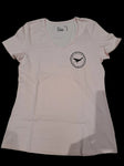 Pink t-shirt with a black St Oswald's Way logo