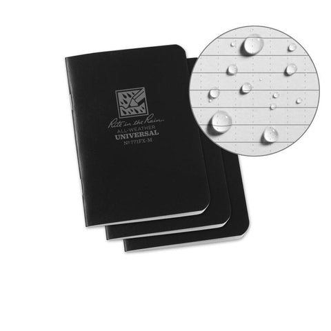 Rite in the Rain Waterproof notebook 4 5/8" x 7" , Pack of 3 Black